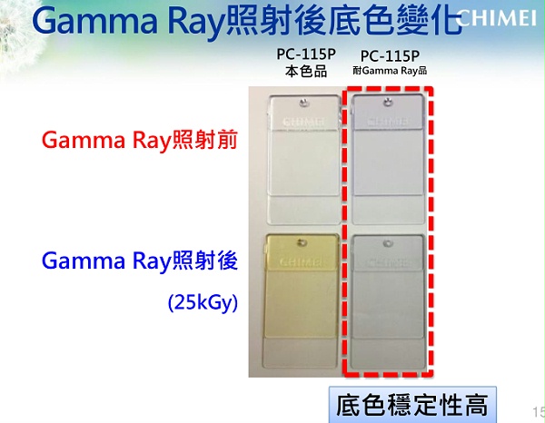 PC-115P本色与蓝色伽马射线照射后对比图